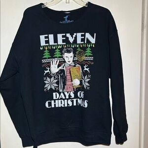 Stranger Things Black Eleven Days of Christmas Sweater